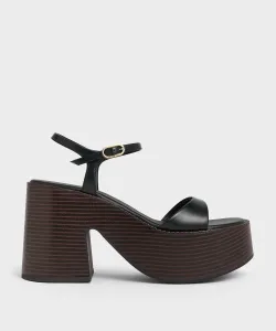 Босоножки на платформе с ремешком на щиколотке Charles & Keith, цвет Black