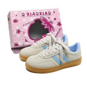 Circle small Скользоустойчивые, износостойкие, легкие, увеличивающие рост низкие скейтерские кремово-голубые женские кроссовки, цвет Cream Blue