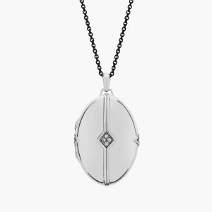 Большой эффектный медальон с деталями из белого сапфира из стерлингового серебра Blue Nile