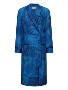 Пальто с шалевым воротником и сплошным принтом Pierre-Louis Mascia, синий