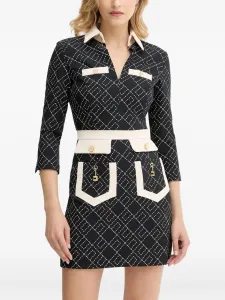 Мини-платье с V-образным вырезом Elisabetta Franchi, черный