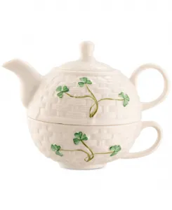 Чайник «Клевер» на одного Belleek Pottery, зеленый/слоновая кость