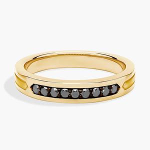 Мужское обручальное кольцо с черными бриллиантами и родием из 14-каратного желтого золота (1/5 карата) Blue Nile