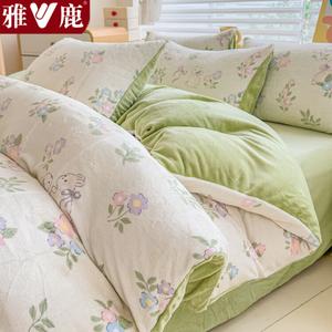 Yalu Пододеяльник из молочного флиса 220х240 см, двусторонний утепленный, цвет M绿意盎然