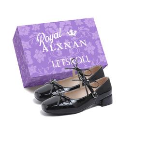 Alxnan Блок-каблук Мэри Джейн туфли женские - черный с коробкой, цвет Black+Box