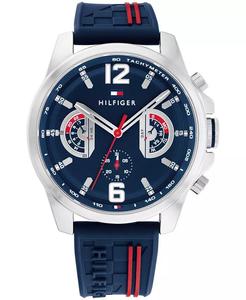 Мужские кварцевые темно-синие силиконовые часы 46 мм Tommy Hilfiger