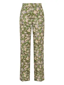 Брюки с цветочным принтом MALIPARMI, зеленый