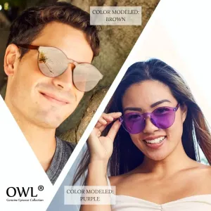 Солнцезащитные очки в стиле стимпанк, готика, ретро, ​​винтаж, хиппи, с круглой оправой из цветного металла и цветными линзами, модель OWL, Round Transparent - Clear