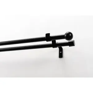 Карниз BOLTI с открытым держателем Ø 16 мм, двухрядный, длина по желанию, комплект для штор, удлиняемый, настенный монтаж, без колец Garesa, черный