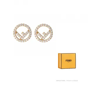FENDI Синтетические серьги из кубического циркония для женщин золотые