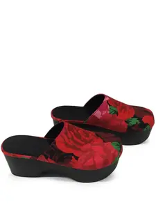 Мюли на платформе с розовым принтом Magda Butrym, красный