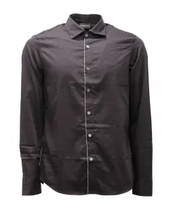 Хлопковая рубашка со съемным воротником Armani, черный