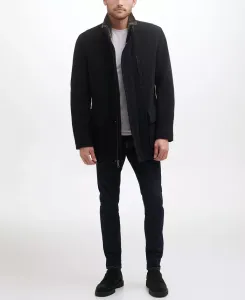 Мужское шерстяное пальто Car Coat с ворсом Cole Haan, черный