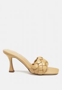 Сандалии с квадратным носком и плетеным ремешком на каблуке London Rag, коричневый