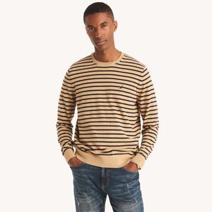 Мужской свитер Nautica Navtech Striped Crewneck, цвет coastal camel heather bro