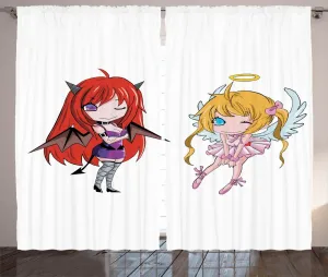 Шторы ABAKUHAUS в стиле аниме, рустик, японские сказки, универсальные, для гостиной, с петлями и крючками, 280 x 245 см, белые Abakuhaus