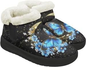 Женские зимние ботинки с меховой подкладкой, зимние ботильоны для женщин с мемори-пенной стелькой, повседневная зимняя обувь Fuojuvelie, Moon Butterfly