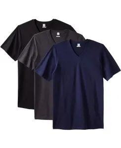 Большие и высокие хлопковые майки с V-образным вырезом, 3 шт KingSize, мультиколор