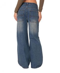 Джинсы Super Baggy Wide Leg в синем цвете Edikted, синий