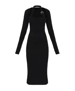 Платье-Футляр в рубчик Versace Jeans Couture, черный