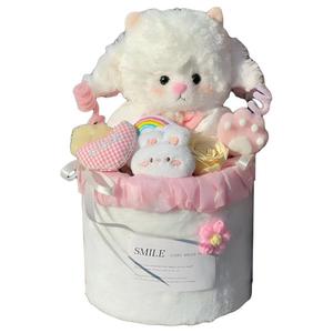 Плюшевая кукла с бантом ягненок букет высота 23см CANEXT