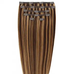 Накладные волосы gold24 clip-in extensions #4 braun - 60 cm Gold24, #4/27 braun/blond mix - 50 cm, количество 1 шт.