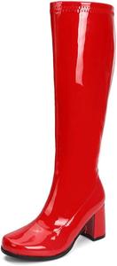 Женские сапоги LIURUIJIA Gogo, с высокими голенищами, квадратным носком и каблуком-блоком, в стиле диско 60-х и 70-х, Red
