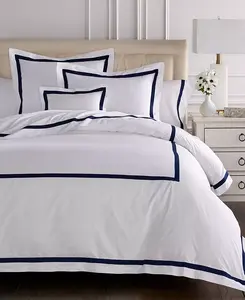 Пододеяльник из хлопчатобумажной ткани Estate, двойной Sferra, white/navy