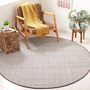 Ковер SAFAVIEH, 183 x 183 см, Vermont Collection, Brown & Ivory, ручной работы, фактурная шерсть, идеально для помещений с высокой проходимостью в гостиной, спальне (VRM902T)