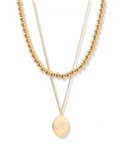 Позолоченный комплект из ожерелий с инициалами в форме овала Brook & York, gold-k