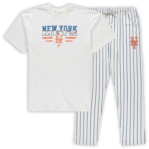 Мужской комплект для сна в тонкую полоску Concepts Sport White/Royal New York Mets Big & Tall