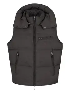 Стеганый жилет с капюшоном EMPORIO ARMANI, черный