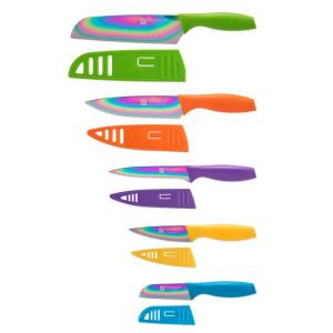 Набор из 10 титановых ножей Tomodachi с 5 соответствующими защитными накладками на лезвия Hampton Forge, цвет muti