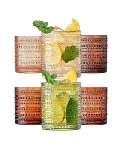 Набор из 6 бокалов для коктейлей Khen Hobnail Beaded Highball Glasses The Wine Savant, оранжевый