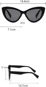 Солнцезащитные очки Melrose Cat Eye для женщин, роскошные, модные, треугольные, винтажные, сексуальные, в стиле панк, для путешествий, модель 9021, Black Grey