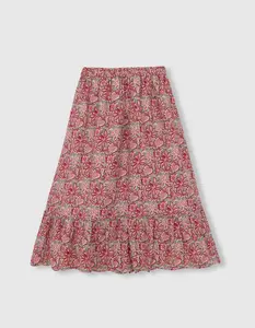 Длинная детская юбка с цветами темно-зеленого цвета Gocco