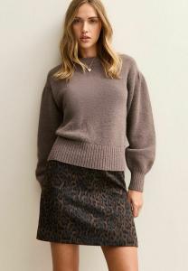 Джемпер New Look DARK PUFF SLEEVE CREW NECK , Mink/Light Brown