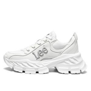 Модные универсальные кроссовки на платформе, увеличивающие рост, с низким верхом и массивным верхом для мужчин Lee, White