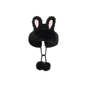 FREE RABBITⅡ Плюшевая женская шапка бини, Fleece Ball Black