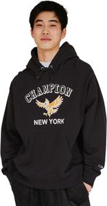 Толстовка с длинными рукавами, 100% хлопок, хлопок производства США, свободный крой, графический логотип, толстовка с капюшоном, мужская повседневная Champion, черный