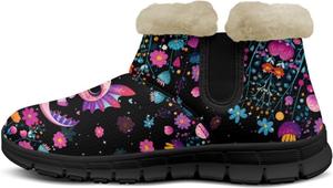 Зимние сапоги для женщин с противоскользящей подошвой, плотной подкладкой, теплые зимние ботинки для улицы, слипоны, короткие ботильоны Suhoaziia, Axolotl Flowers