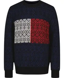 Мальчиковый свитер с косой Flag Crewneck для размеров 2T-7 Tommy Hilfiger, синий