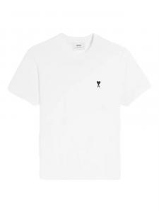 Футболка из хлопка с вышитым сердцем AMI Paris, белый