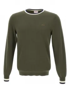 Свитер с круглым вырезом и отложным воротником Sun68, зеленый