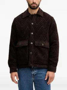 Жакет с клапанными карманами и жаккардовым узором от MMGLuis Clair Mos Mosh, коричневый