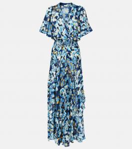 Платье макси с цветочным принтом Mabelle Poupette St Barth, Navy Macro Cattleya