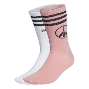 Носки оригинальные полосатые с логотипом и принтом средней высоты, 2 пары, унисекс Adidas, мульитколор