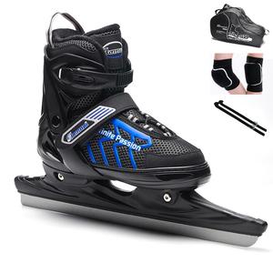 HEAD Коньки для мужчин, женщин и детей, модель 3033, размер S, черные и синие с защитой для лезвий и наколенниками