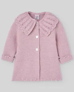 Вязаное детское пальто из коллекции «Радость» PAZ Rodríguez, пастельно-розовый