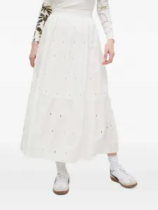 Ярусная юбка миди с вышивкой Desigual, белый